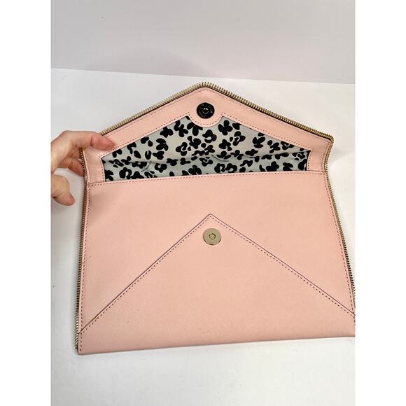 Rebecca Minkoff Envelope Clutch Bag PINK with Gold Zipper Accent 11 x 7 Inches - Picture 6 of 14